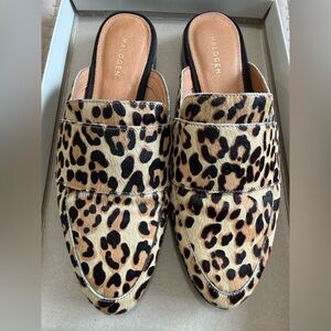 Halogen calf hair leopard mules size 5